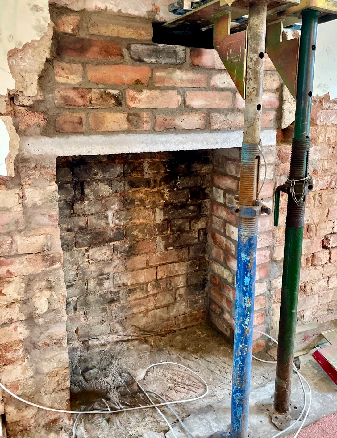 Fireplace knock out and structural support (inc materials) 